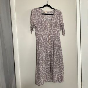 Purple Floral Midi Dress